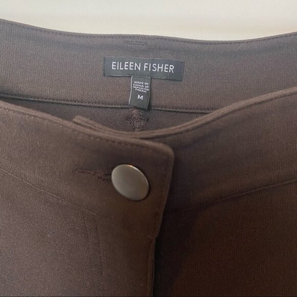 Eileen Fisher Stretchy Ponte Ankle Zip Riding Pants In Brown - Picture 8 of 8